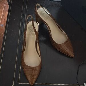 Vince Camuto Brown Kitten Heel Shoes